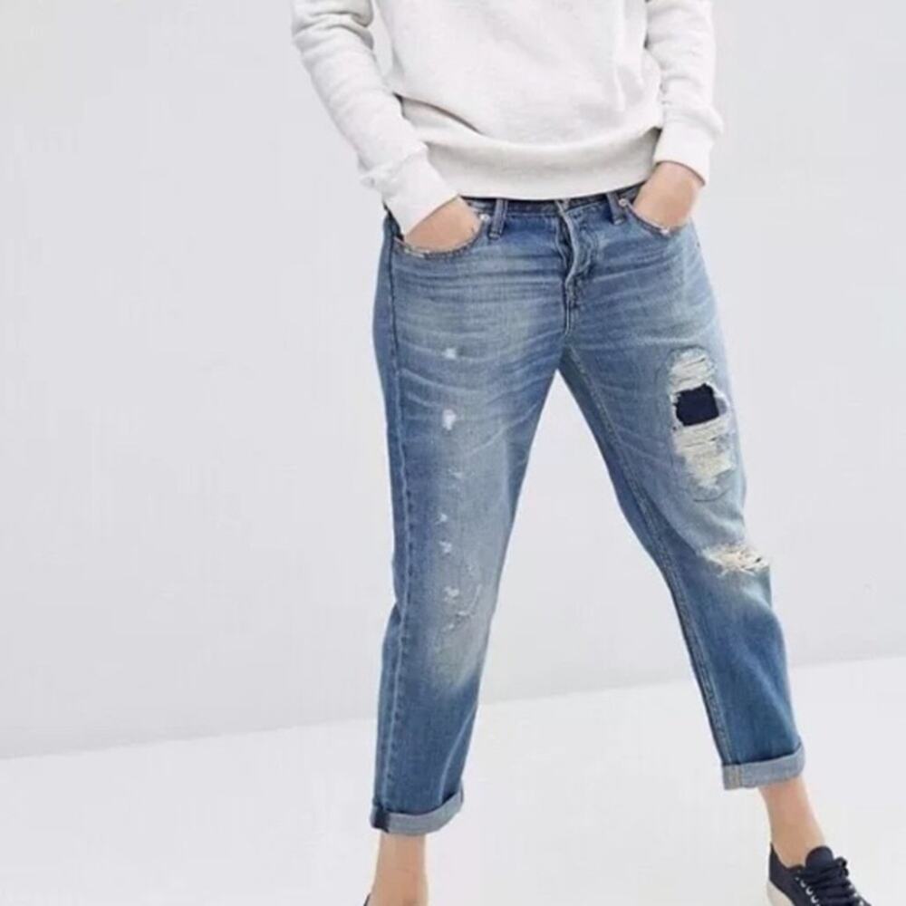 Abercrombie & Fitch Boyfriend Straight Jean Size 0 0R W 25 L 25 Distressed